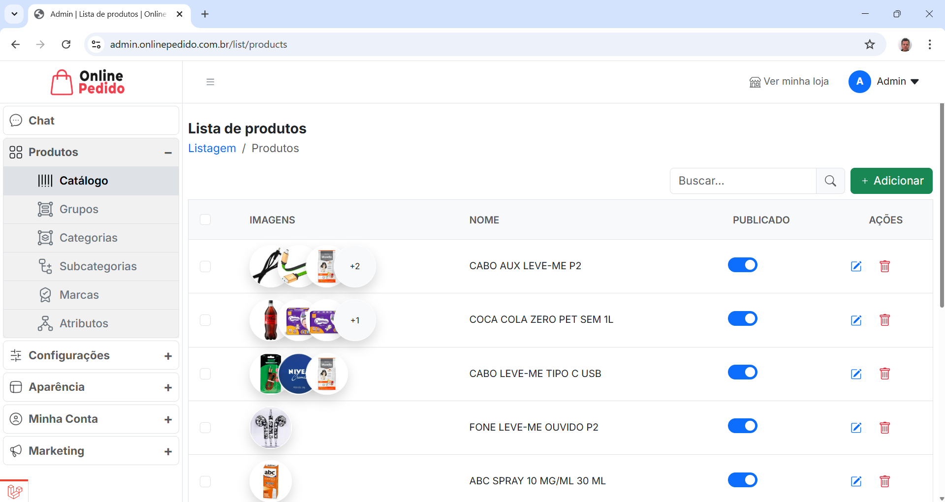 Cadastro simplificado ou detalhado de produtos